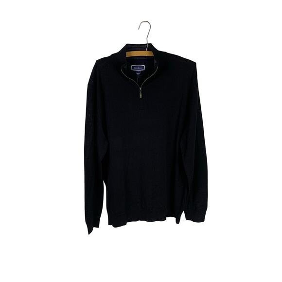 Club Room Black Quarter Zip Merino Wool Blend Sweater Size L NWT - Picture 1 of 7